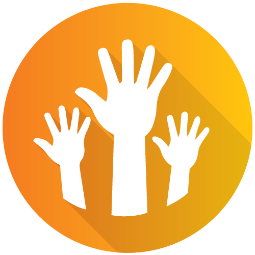 volunteer icon, hands raised