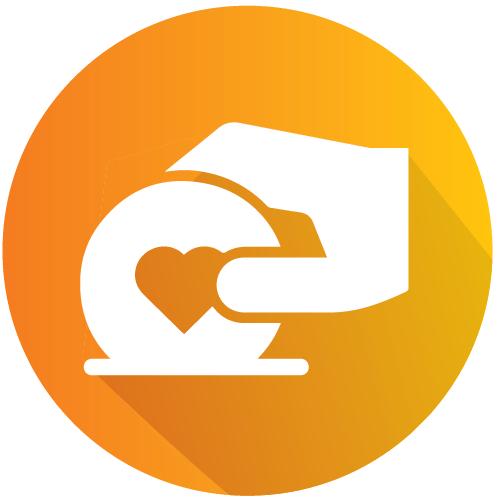 Fundraising icon, hand with donation